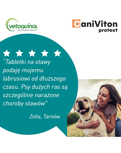 VETOQUINOL Caniviton protect Supliment alimentar pentru caini de talie mare si uriasa, pentru articulatii 90 tab.