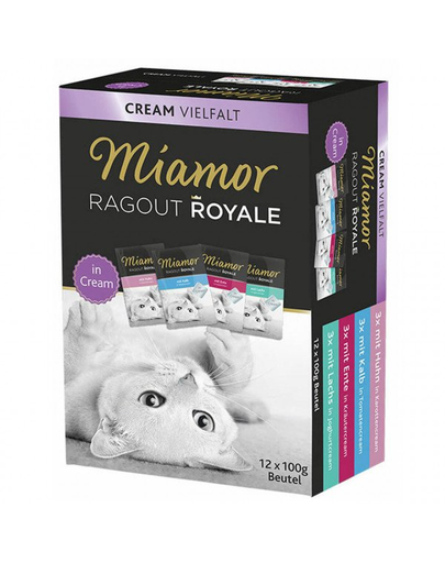 MIAMOR Ragout Royale Multibox 12x100 g set plicuri hrana pisica, arome de carne in crema