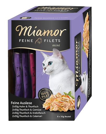 MIAMOR Feine Filets Mini Multibox- Hrana Umeda Pentru Pisici, Cu Pui Si Ton In Gelatina 8 X 50 G