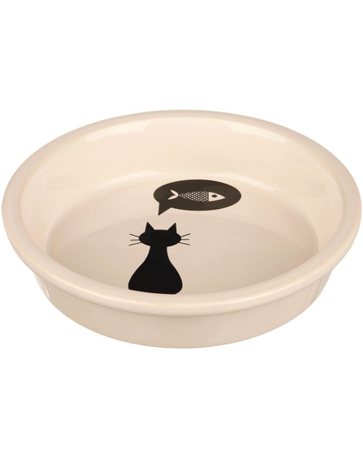 TRIXIE Castron Din Ceramica Pentru Pisici Cu Model Pisica Si Peste, 0,25l / 13cm