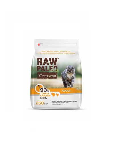 VETEXPERT Raw Paleo Adult Cat Turkey&Chicken Hrana pisici adulte, cu pui si curcan 250 g