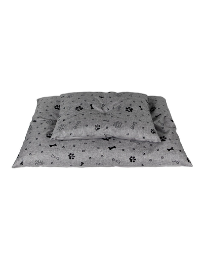 PET IDEA Perna pat pentru caini S 50 x 40 cm gri cu imprimeu labute