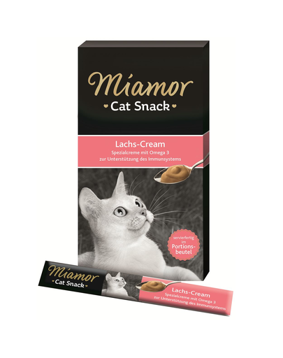 MIAMOR Cat Cream Recompensa crema pentru pisici, cu somon 6 x 15 ml Cat imagine 2022