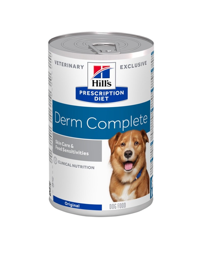 HILL'S Prescription Diet Canine Derm Complete 370 g Hrana umeda pentru caini cu reactii alergice