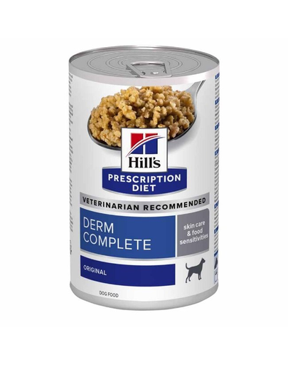 HILL’S Prescription Diet Canine Derm Complete 370 g Hrana umeda pentru caini cu reactii alergice 370 imagine 2022