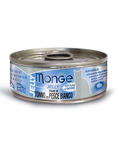 MONGE Jelly hrană umedă pentru pisici, cu ton și pește alb 80 g alb) imagine 2022