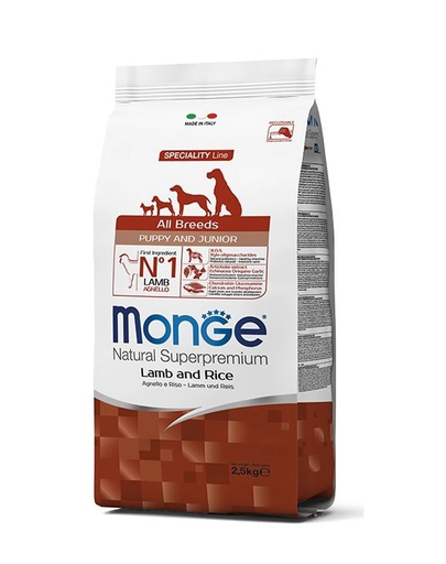 MONGE Puppy&Junior hrana uscata pentru catelusi de toate rasele, cu miel, orez si cartofi 2,5 kg (toate imagine 2022