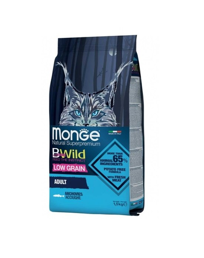 MONGE BWild Anchois hrana uscata pentru pisici adulte, cu ansoa 1,5 kg