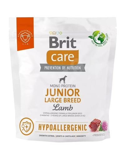  BRIT Care Hypoallergenic Junior Large Breed 1 kg Hrana uscata catei de talie mare, cu miel si orez 