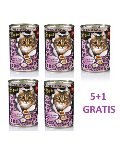 O’CANIS Hrana umeda pentru pisici adulte, cu gasca, pasare si ulei de sofran 400 g 5 + 1 GRATIS 400
