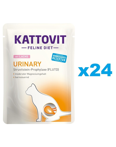 KATTOVIT Feline Diet Urinary hrana umeda dietetica pentru pisici in prevenirea pietrelor struvit, cu somon 24 x 85 g Diet imagine 2022