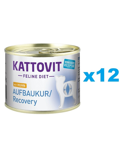 KATTOVIT Feline Diet Recovery Chicken hrana umeda dietetica pentru pisici in convalescenta, cu pui 12 x 185 g 185 imagine 2022