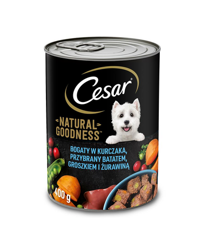 CESAR Hrana umeda pentru caini 12 x 400 g bogat in pui, cartofi dulci, mazare si merisoare