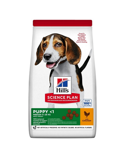 HILL'S Science Plan Canine Puppy Medium Chicken 18 kg Hrana uscata catei de talie medie, cu pui