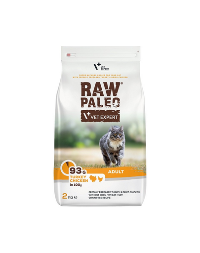 VETEXPERT Raw Paleo Adult Cat Turkey&amp;Chicken 2 kg Hrana uscata pentru pisici