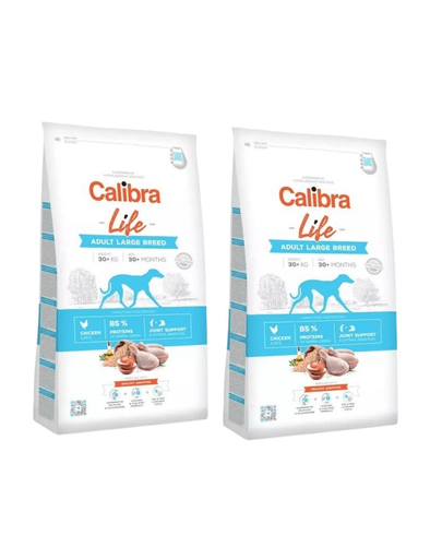 CALIBRA Dog Life Adult Large Breed Chicken hrana uscata superpremium pentru caini adulti de talie mare, cu pui 24 kg (2 x 12 kg)