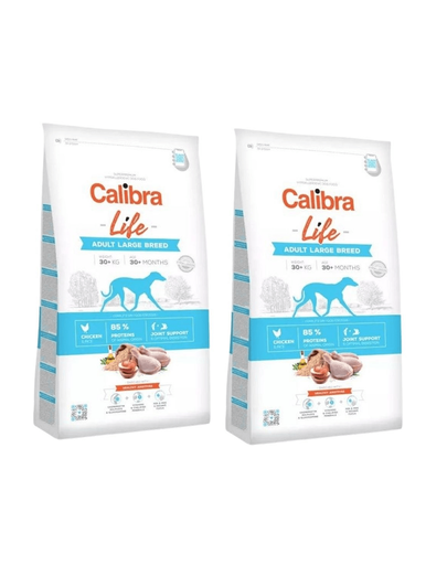  CALIBRA Dog Life Adult Large Breed Chicken hrana uscata superpremium pentru caini adulti de talie mare, cu pui 24 kg (2 x 12 kg) 