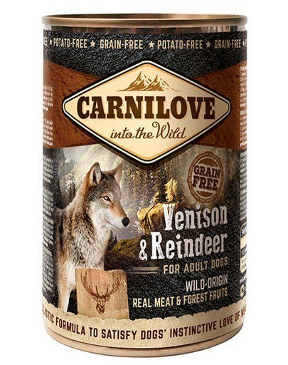 CARNILOVE Wild Meat Venison&Reindeer set conserve hrana caini 12 x 400 g vanat si ren