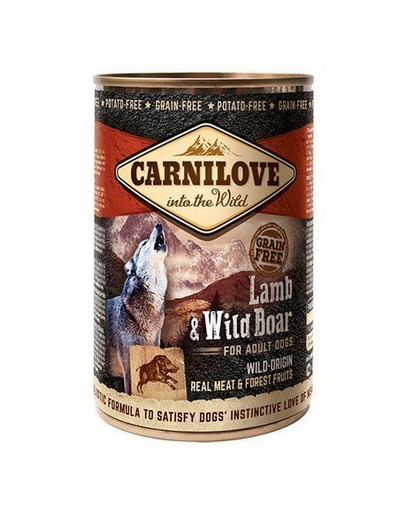 CARNILOVE Wild Meat Lamb & Wild Boar hrana caine, miel si mistret 12 x 400 g