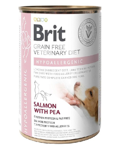 BRIT Veterinary Diet Hypoallergenic Salmon&Pea hrana caini cu alergii 400 g 400