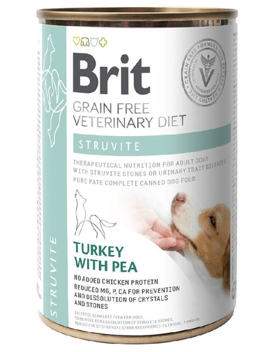 BRIT Veterinary Diet Struvite Turkey&Pea afectiuni tract urinar, pentru caini 400 g 400