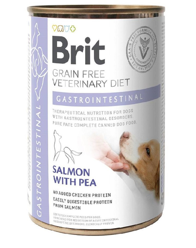 BRIT Veterinary Diet Gastrointestinal Hrana umeda caini, cu somon si mazare pentru tractul gastrointestinal sensibil 400 g 400 imagine 2022