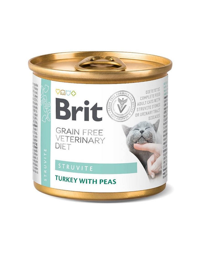 BRIT Veterinary Diet Struvite Turkey&Pea afectiuni ale tractului urinar, hrana umeda pisici 200 g 200
