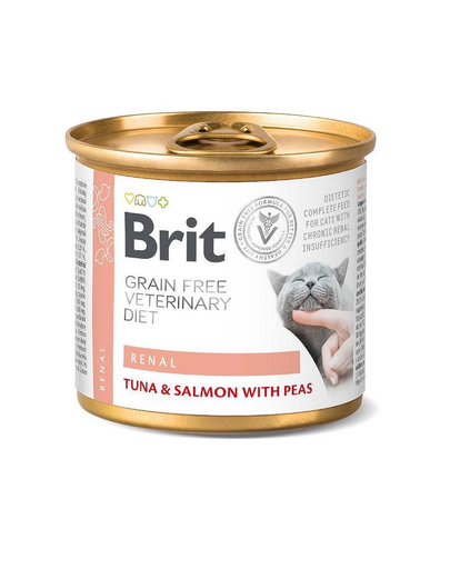 BRIT Veterinary Diet Renal Tuna&Salmon&Pea insuficienta renala la pisici, hrana umeda 200 g 200