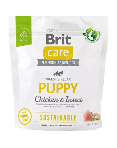 BRIT Care Sustainable Puppy 1 kg Hrana pentru catei, cu pui si insecte BRIT