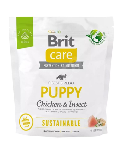 BRIT Care Sustainable Puppy 1 Kg Hrana Pentru Catei, Cu Pui Si Insecte