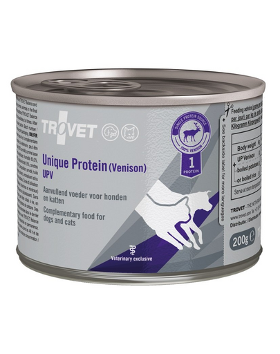 TROVET Unique Protein Venison UPV cu vanat 6x200 g pentru caini si pisici