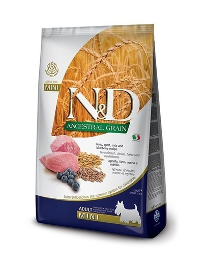 FARMINA N&D Low Grain Adult - Hrană uscată cu miel și afine 2.5 kg