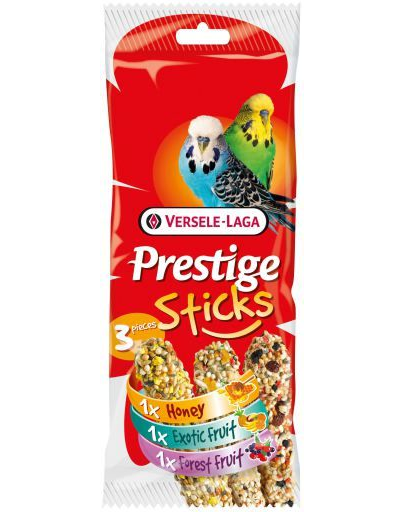 VERSELE LAGA Prestige Sticks Budgies Triple Variety Pack 90 g Mix 3 snackuri pentru papagali Budgies