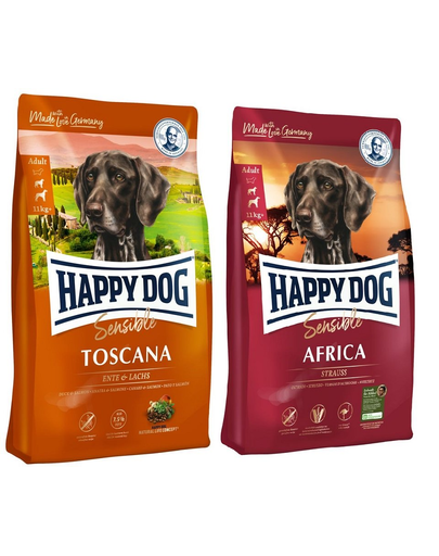 HAPPY DOG Supreme Toscana 12.5 kg + Supreme Africa 12.5 kg hrana uscata caini adulti 12.5