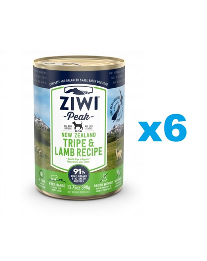 ZIWIPEAK Dog Tripe&Lamb Conserva Hrana Caini 6×390 G Cu Miel