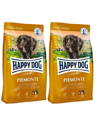 HAPPY DOG Supreme Piemonte 8 kg (2 x 4 kg) rata, castane si peste hrana caine