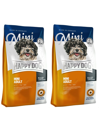 HAPPY DOG Fit & Well Adult Mini 16 kg (2×8 kg) hrana uscata caini adulti talie mica, cu pasare (2x8 imagine 2022