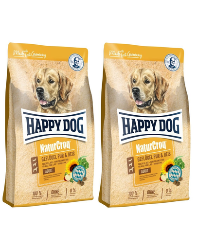 HAPPY DOG NaturCroq pui si orez 8 kg (2x4 kg) pentru caini cu stomac sensibil