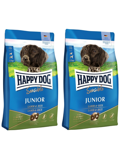 HAPPY DOG Sensible Junior Lamm 2x10 kg hrana caini junior cu sistem digestiv sensibil, miel
