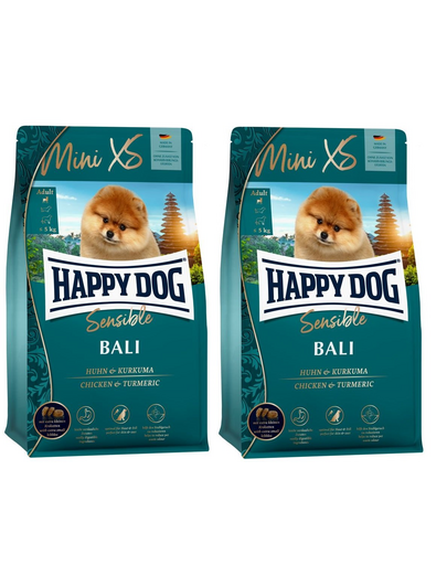 HAPPY DOG MiniXS Bali 2,6 (2 x 1,3 kg) hrana uscata caini adulti talie mica, cu pui