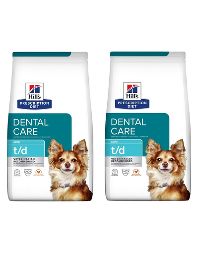 HILL'S Prescription Diet Dental Care t/d Mini 6 kg (2x3 kg) pentru caini talie mica cu afectiuni orale