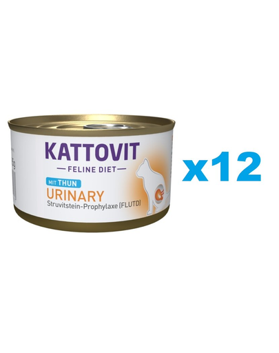 KATTOVIT Feline Diet Urinary Tuna hrana umeda dietetica pentru pisici cu afectiuni urinare, cu ton 12 x 85 g afectiuni