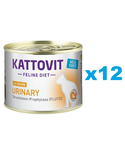 KATTOVIT Feline Diet Urinary Hrana Umeda Dietetica Pentru Pisici In Prevenirea Pietrelor Struvit, Cu Pui 12 X 185 G