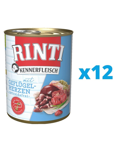 RINTI Kennerfleisch Poultry Hearts hrana umeda 12 x 800 g pentru caini, cu inimi de pasare 800 imagine 2022
