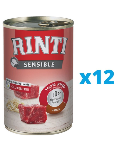 RINTI Sensible vita cu orez, pentru caini sensibili 12 x 400 g hrana umeda 400 imagine 2022