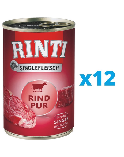 RINTI Singlefleisch Beef Pure Hrana Monoproteica Cu Vita 12 X 800 G Pentru Caini