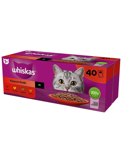 WHISKAS Hrana umeda in sos Classic Meals 40×85 g, pentru pisici adulte 40x85
