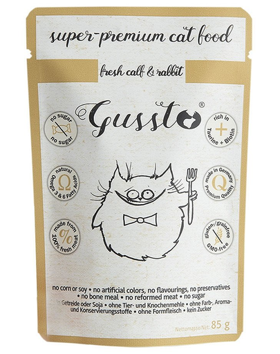 GUSSTO Cat Fresh Calf & Rabbit hrana superpremium pisici 24×85 g iepure si vitel 24x85