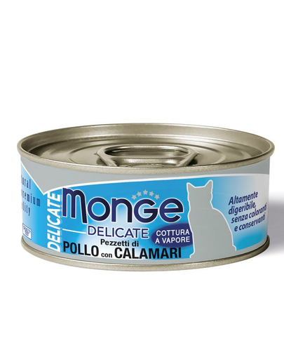 MONGE Delicate Cat hrana umeda pentru pisici, cu pui si calamar 80 g Calamar imagine 2022