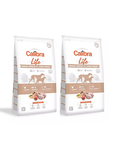 CALIBRA Dog Life Senior Medium&Large Chicken Hrana Uscata Pentru Caini Seniori De Talie Medie Si Mare 24 Kg (2 X 12 Kg)